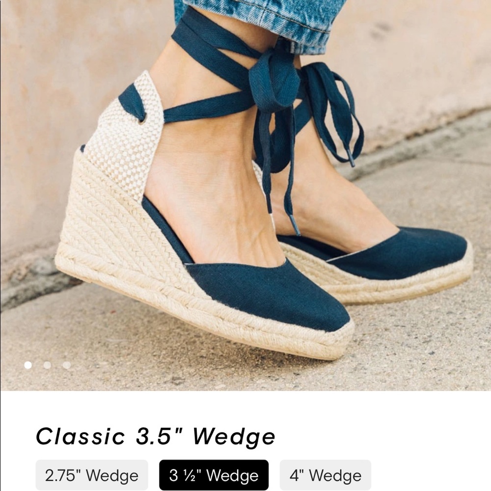Soludos tall wedge espadrille midnight blue